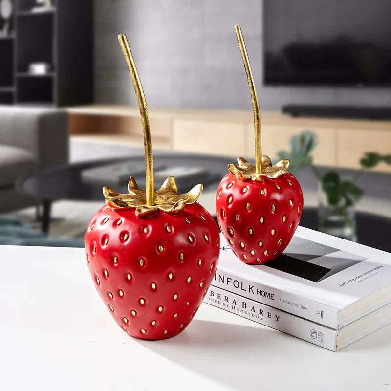 DecorBites™ Gold Strawberry Figurine Decor for Home Decor & Display