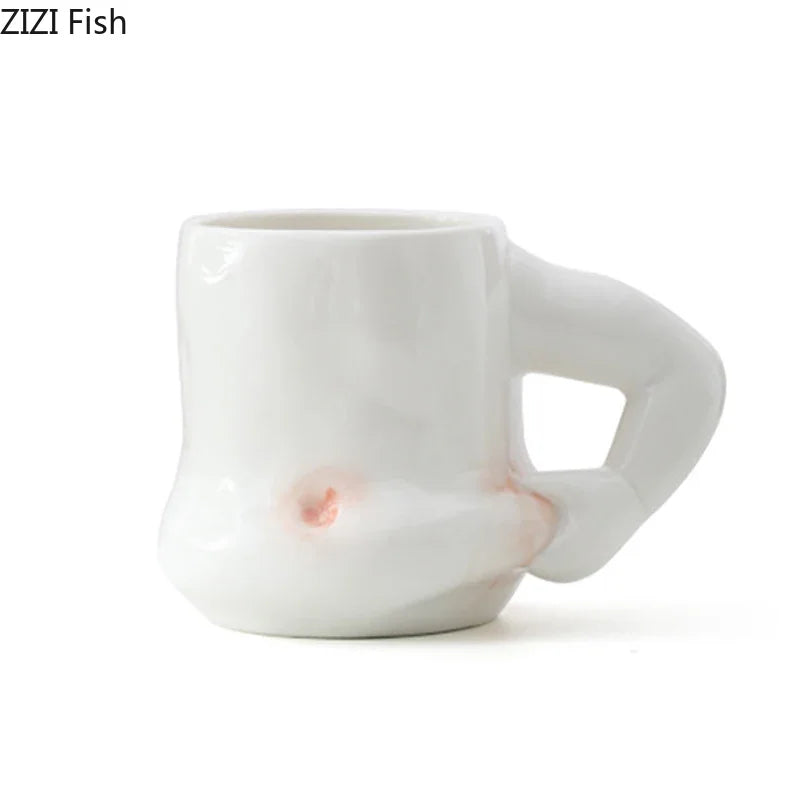 DecorBites™ Creative Pinch Belly Ceramic Cup Set for Dining Table Coffee Milk Tea Juice