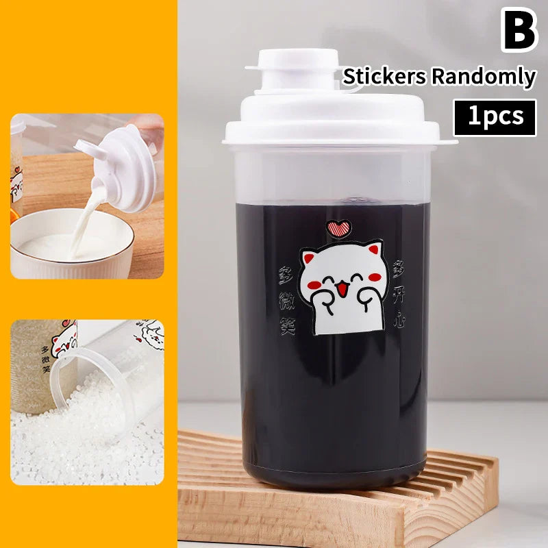 Cartoon Espresso Coffee Cup with Lid | Graduated Plastic Cappuccino Latte Mug for Home Barista