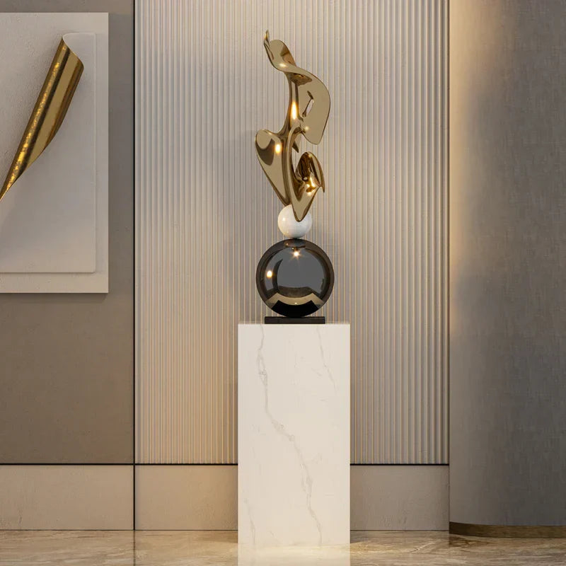 DecorBites™ Geometric Electroplating Art Sculpture for Modern Luxury Home Decor