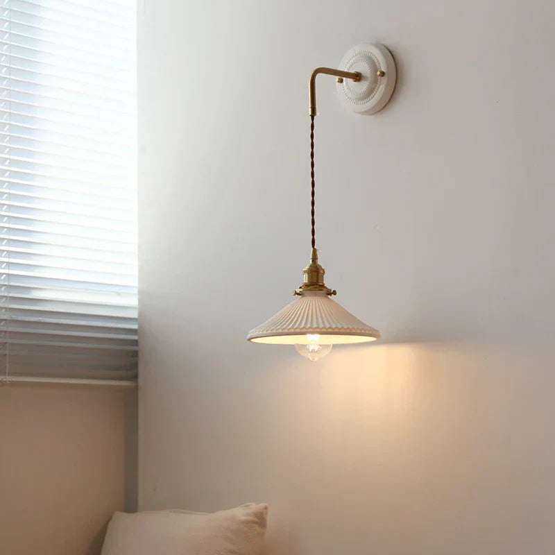 DecorBites™ Adjustable LED Wall Sconce Lamp Stripe Ceramic Copper Mirror Bedside