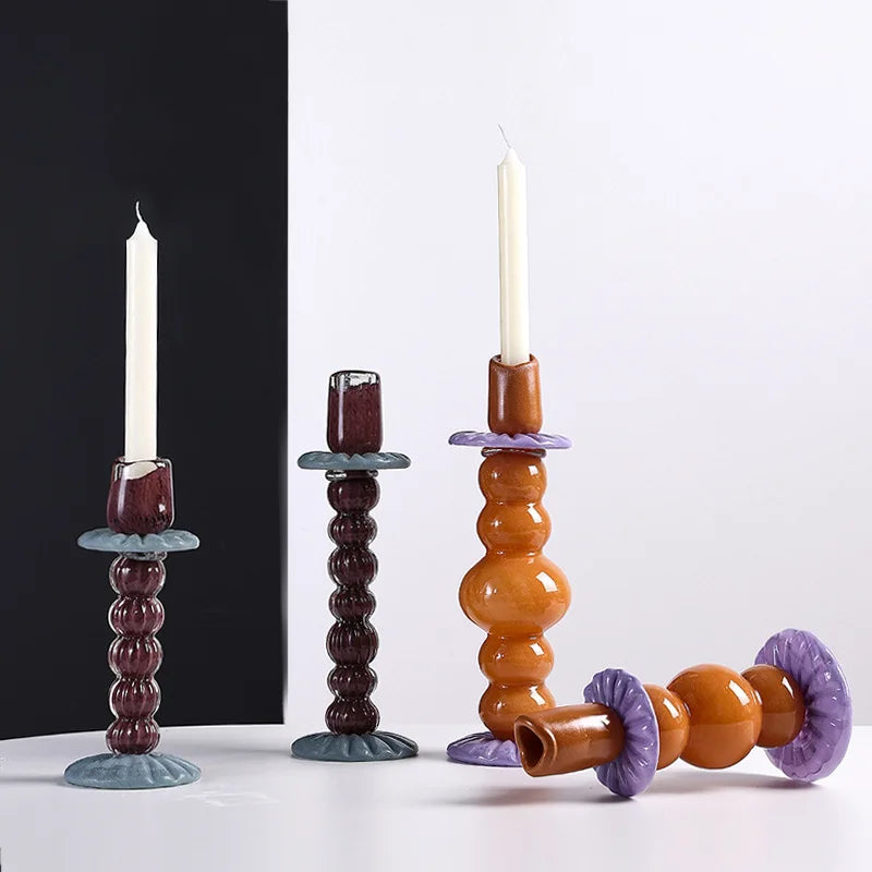 DecorBites™ Geometric Glass Candlestick Holder Wedding Home Decoration Accessory