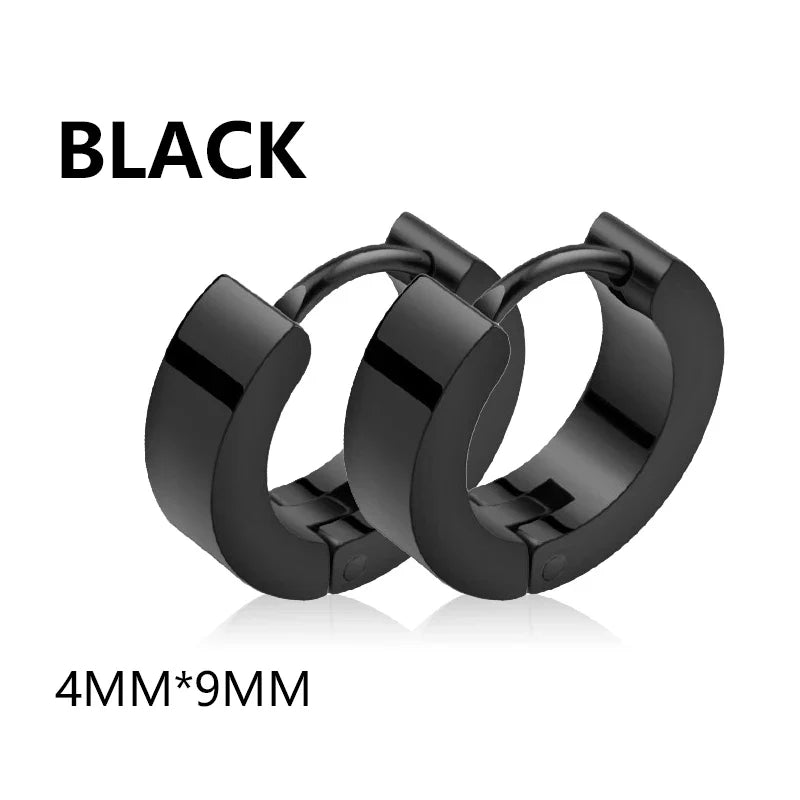 Punk Stainless Steel Stud Earrings Set | Unisex Hip Hop Piercing Jewelry