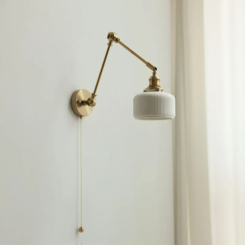 DecorBites™ Ceramic Copper LED Wall Lights with Pull Chain Switch - Nordic Modern Bedside Lamp