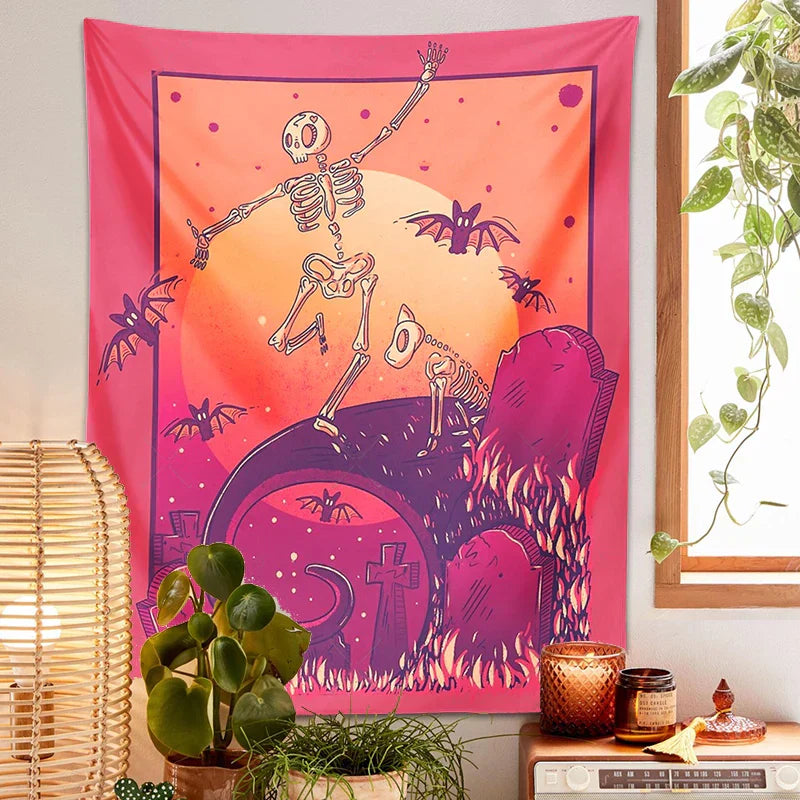 DecorBites™ Skeleton Psychedelic Tapestry Wall Hanging - Hippy Decor for Bedroom & Home