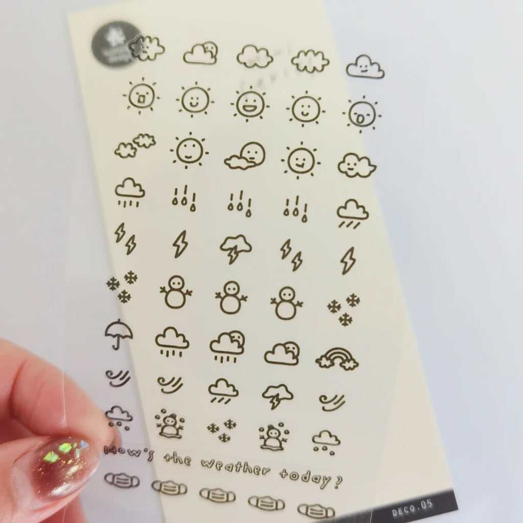Sunshine Rain Weather Mini Sticker Set | Korean Import Scrapbooking and Journaling Stickers