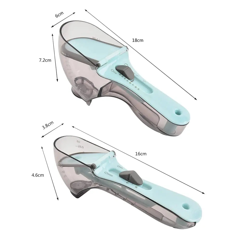 DecorBites™ 2-Piece Adjustable Measuring Cups and Spoons Set | Versatile Kitchen Scoops