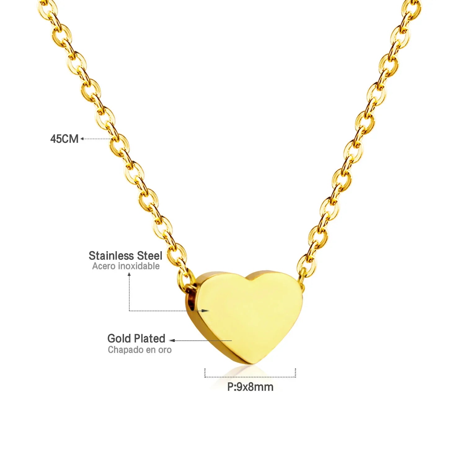 ASONSTEEL Romantic Heart Pendant Necklace | Gold Stainless Steel Choker for Women Gift