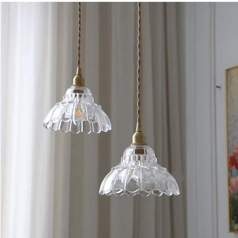 DecorBites™ Glass LED Pendant Lamp Modern Copper Socket Hanging Light