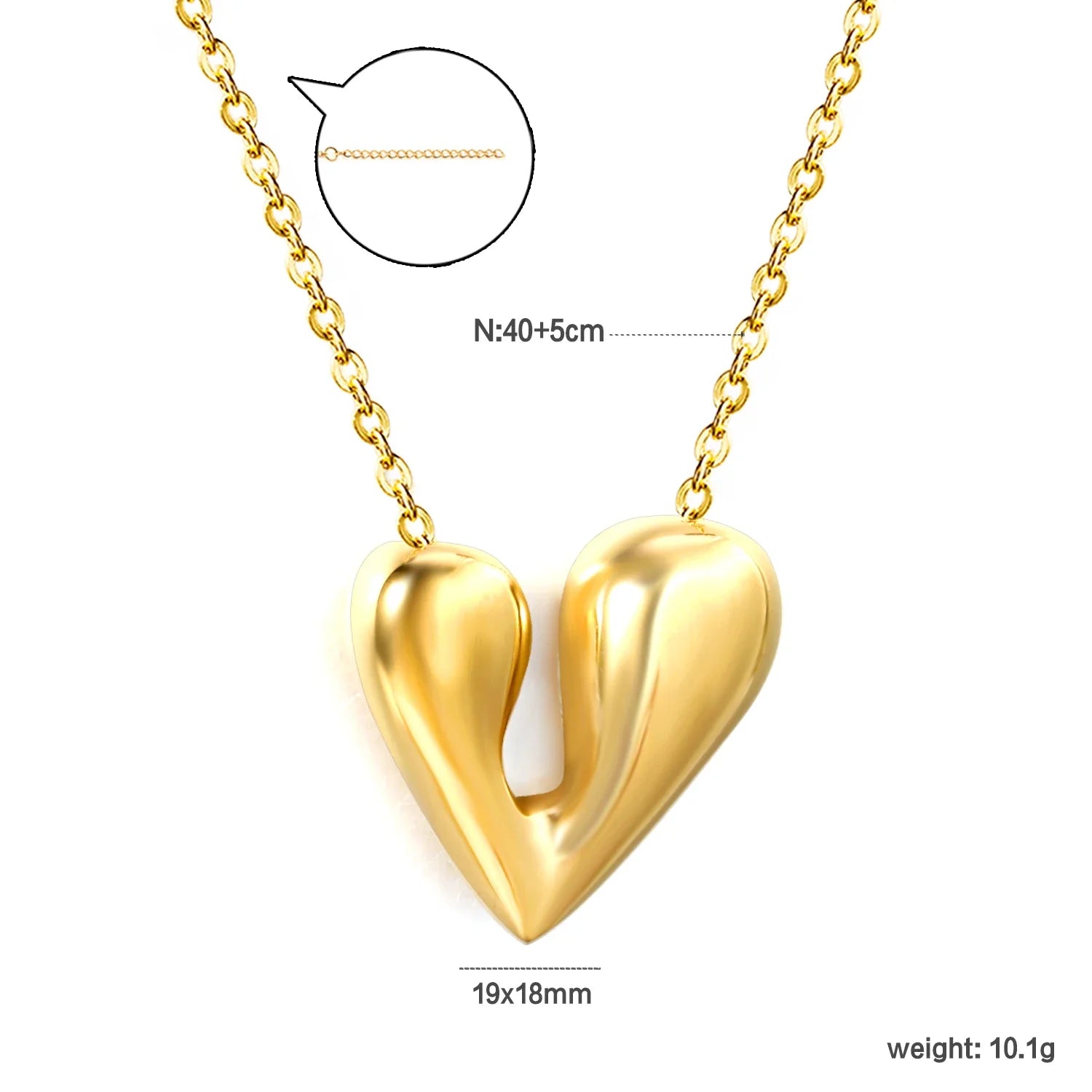 ASONSTEEL Romantic Heart Pendant Necklace | Gold Stainless Steel Choker for Women Gift
