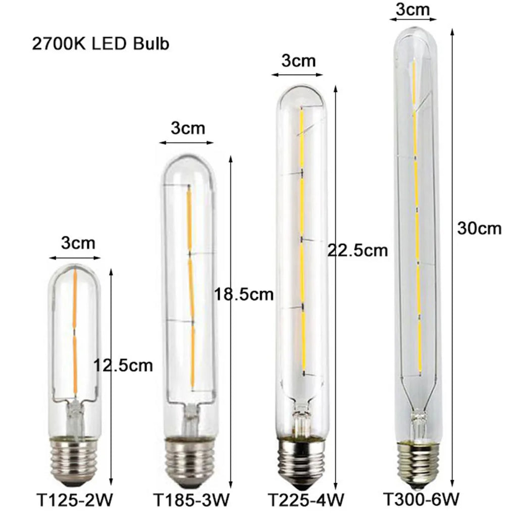 DecorBites™ LED Filament Tubular Edison Bulb 6000K T10 T185 T225 T30 T300 4W 6W 8W