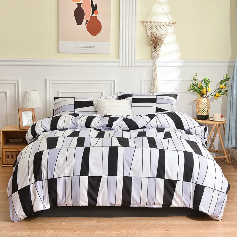 DecorBites™ Geometric Stripes Bedding Set: Duvet Cover, Bed Sheets, Pillowcases