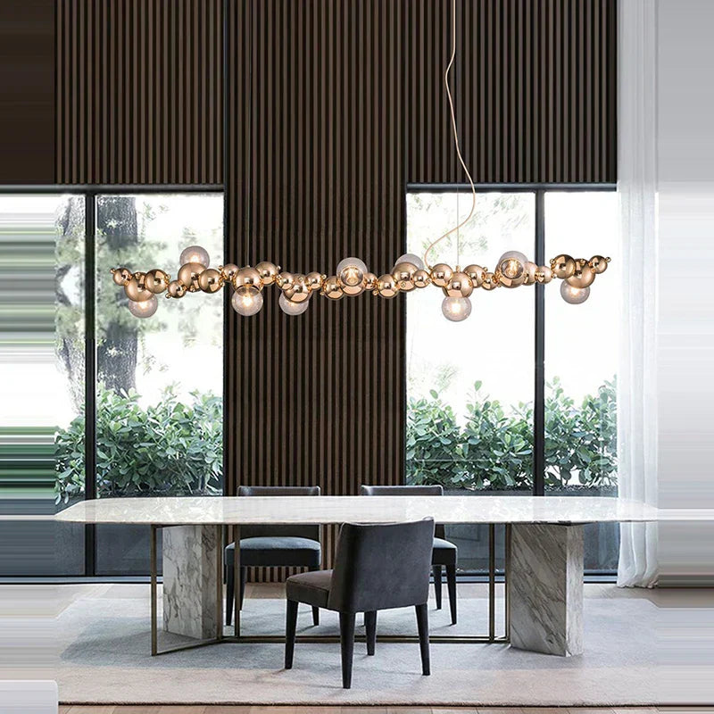 DecorBites™ Designer Molecule Chandelier: LED Dimmable Chrome Gold Lighting 2025 Trend