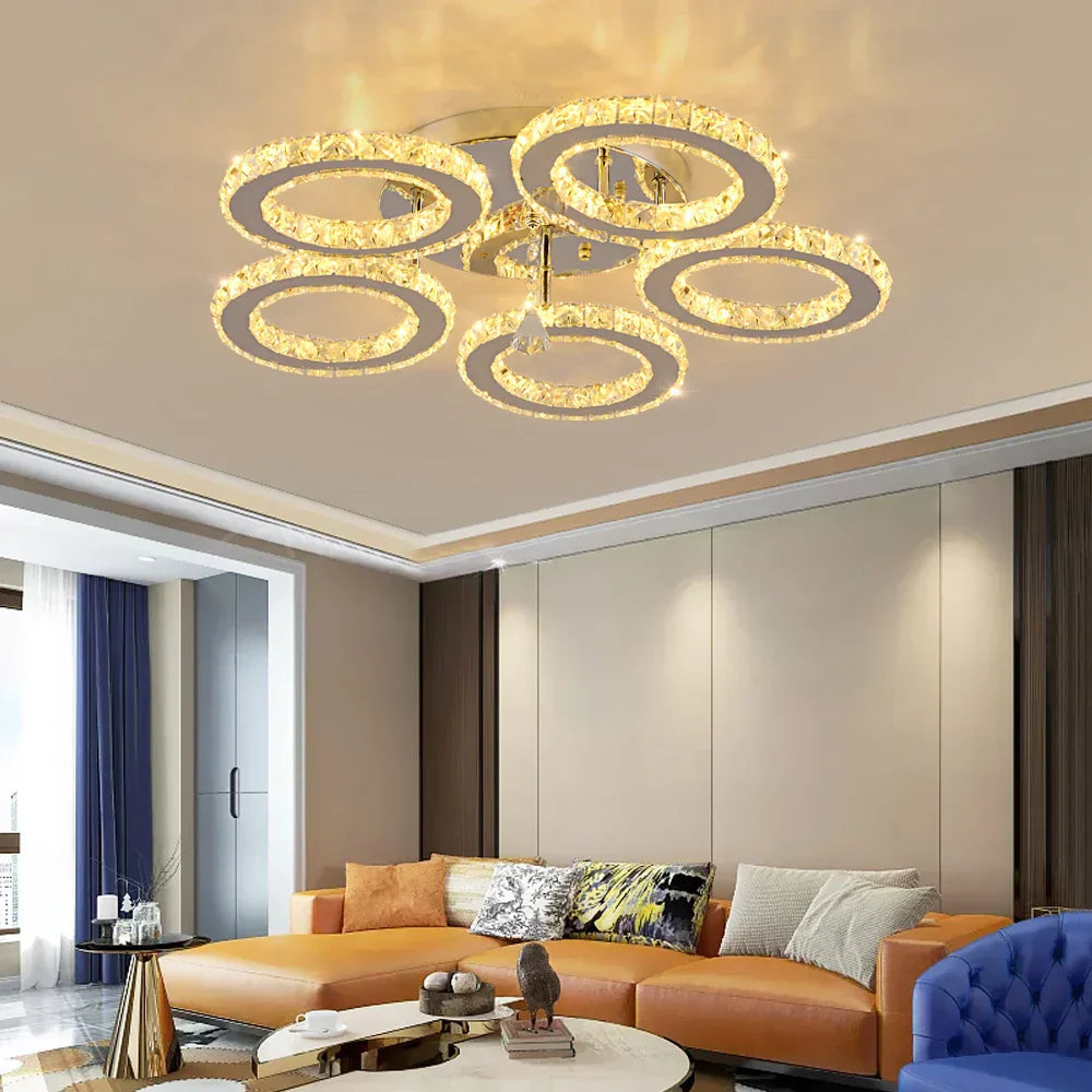 DecorBites™ Crystal LED Rings Ceiling Chandelier Dimmable Luminaire