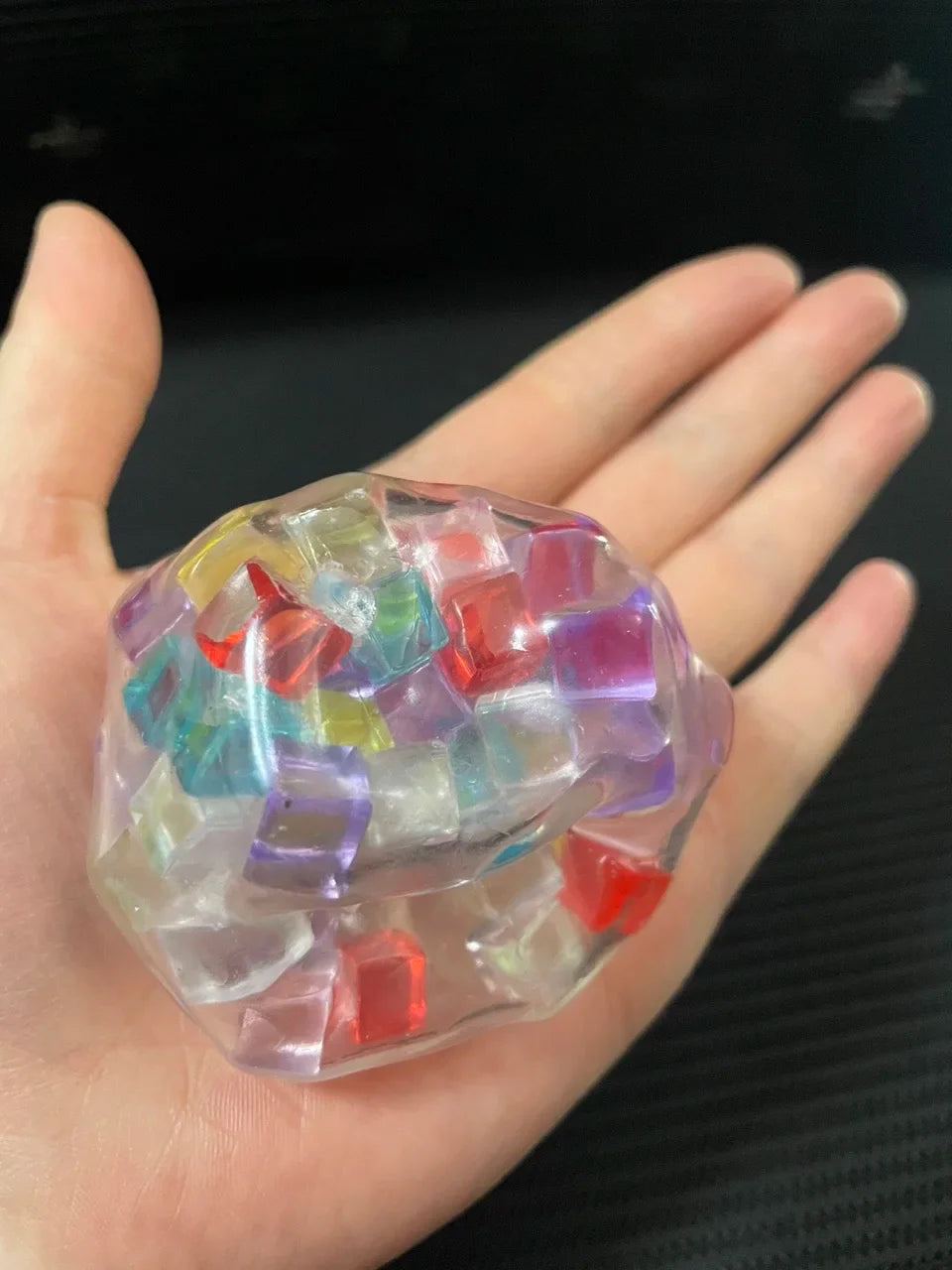 Rainbow Cube Stress Ball | TPR Bead Sensory Fidget Toy for Kids and Adults