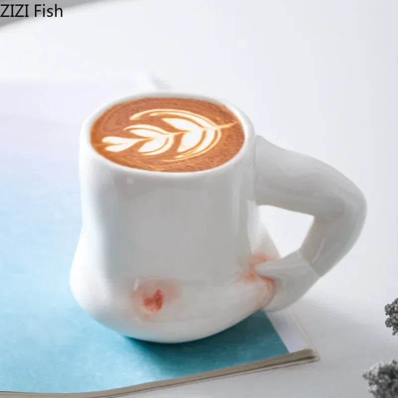 DecorBites™ Creative Pinch Belly Ceramic Cup Set for Dining Table Coffee Milk Tea Juice