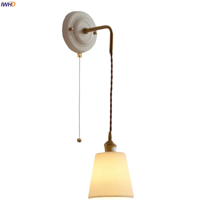 DecorBites™ Adjustable LED Wall Sconce Lamp Stripe Ceramic Copper Mirror Bedside
