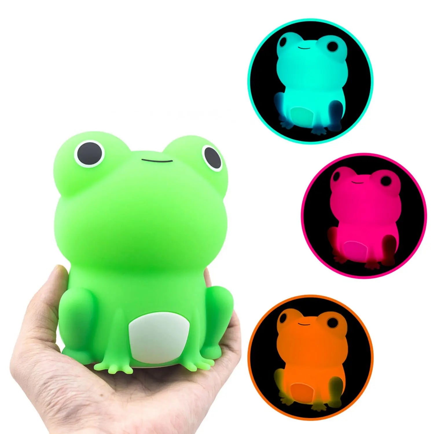 DecorBites™ Frog Night Light: Soft Silicone Dimmable Lamp for Kids, Rechargeable with Colorful Light