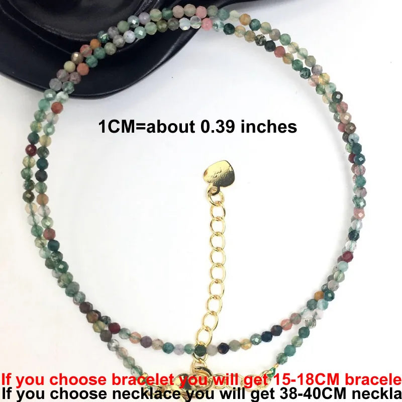 Faceted Gemstone Bead Choker Necklace and Bracelet Set | Natural Stone Jewelry for Men and Women
