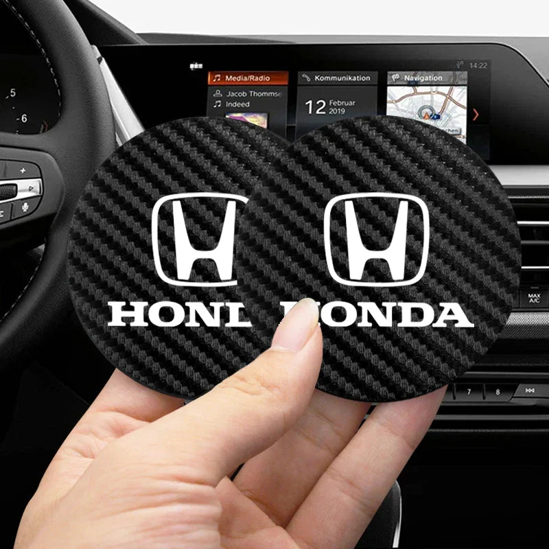 2Pcs Car Cup Groove Pad Leather Sound Insulation Mat | For Honda Civic Accord Fit Jazz Pilot CRV Odyssey Passport City HRV