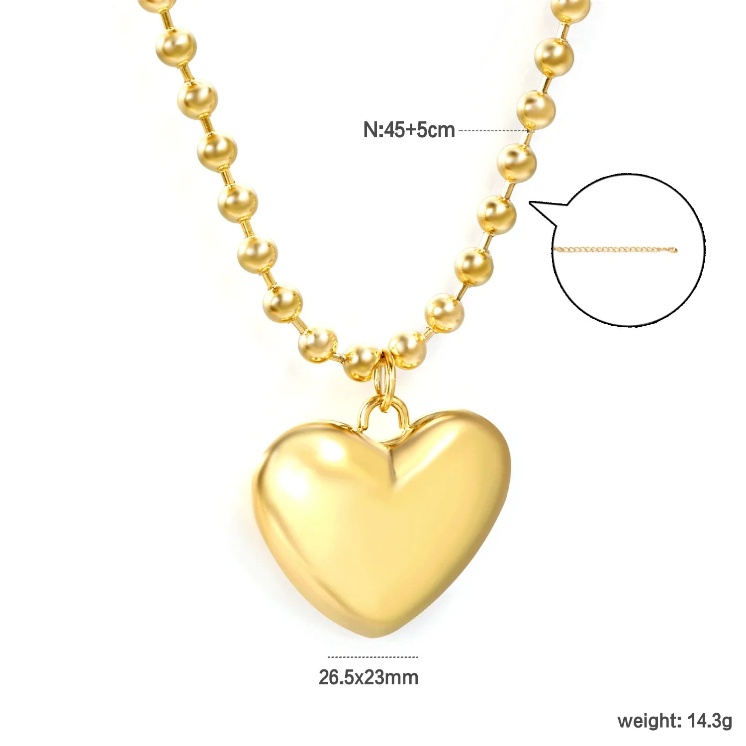 ASONSTEEL Heart Pendant Necklace | Romantic Gold Stainless Steel Choker for Women