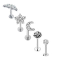5pcs Mixed Heart Tragus Stud Earring Set | Cartilage Helix Lip Piercing Jewelry