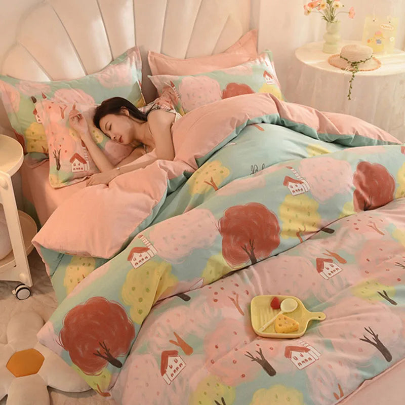 DecorBites™ Cotton Thickened Bedding Set - Single/Double Size, High Quality, Warm & Soft.