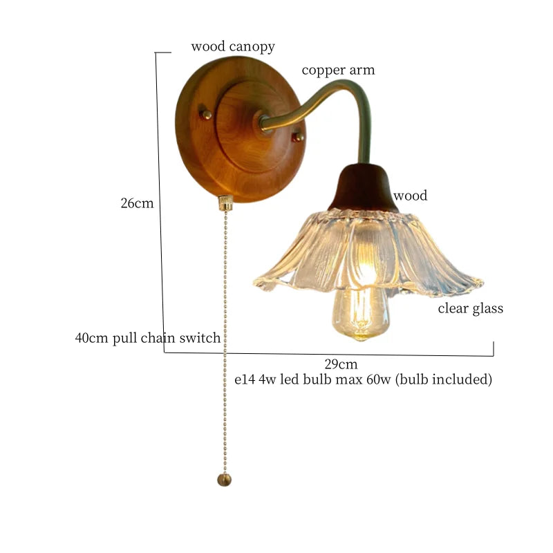 DecorBites™ French Vintage Copper Glass LED Wall Sconce for Bedroom Living Room Mirror