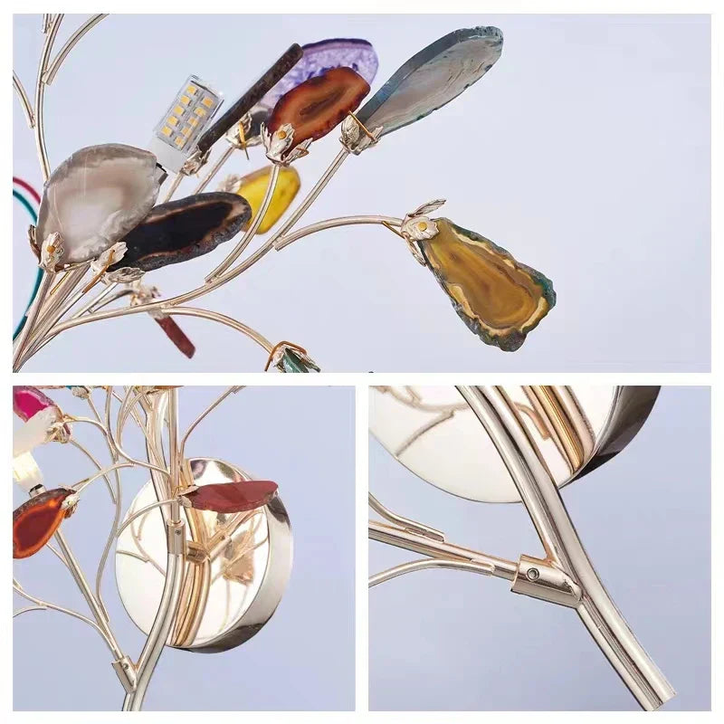 DecorBites™ Agate LED Wall Lamp Sconces Gold Metal Surface Mount E14 G4 Bulb