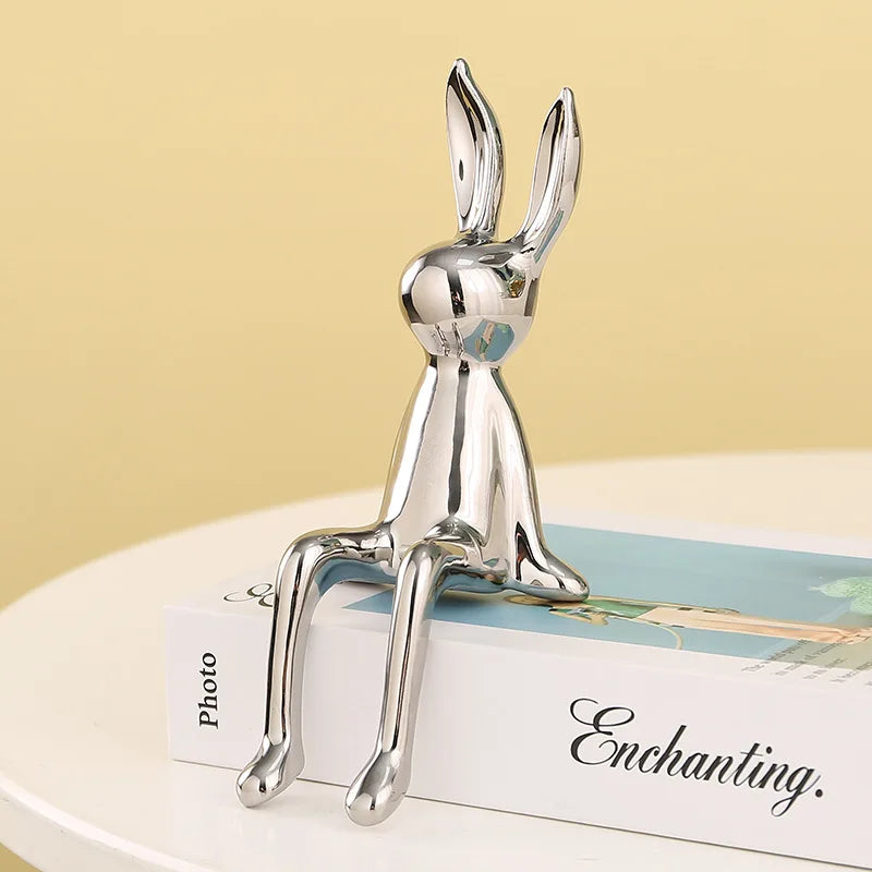 DecorBites™ Gold Rabbit Ceramic Ornaments for Home & Office Decor