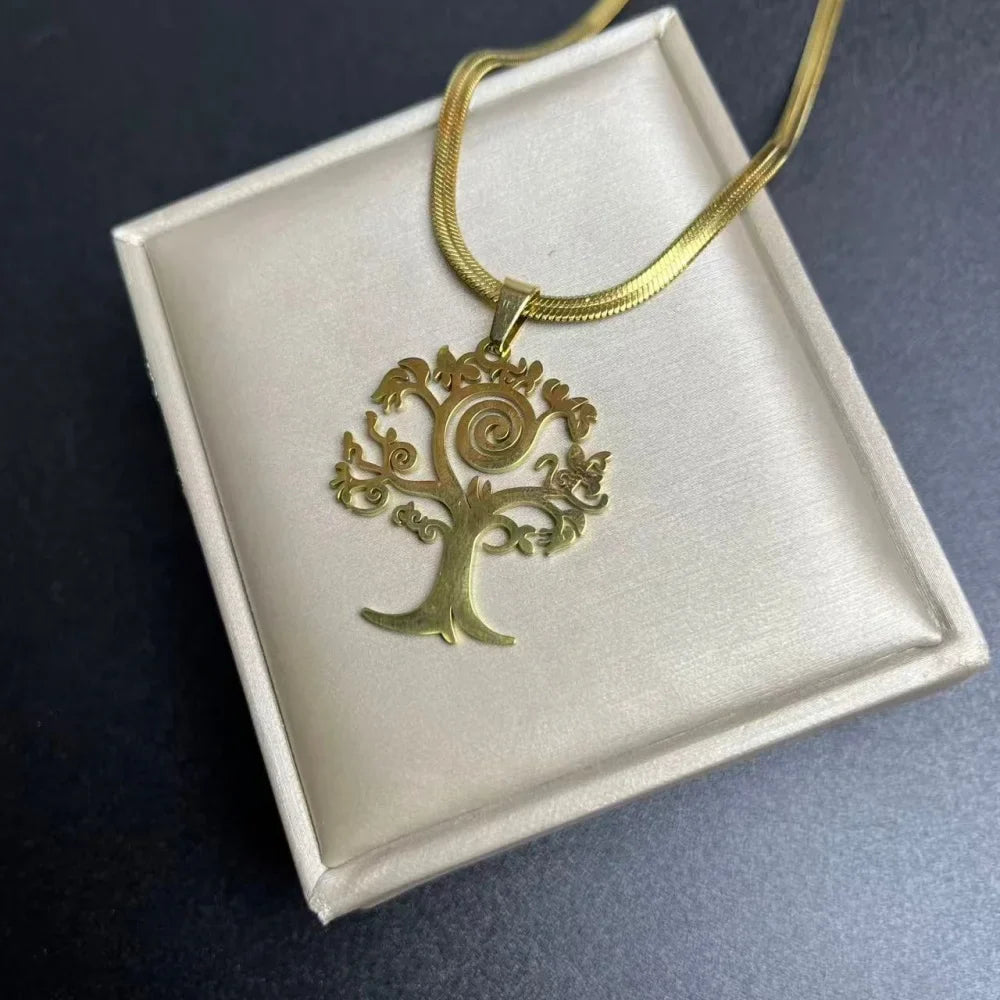 Tree of Life Pendant Necklace | Stainless Steel Family Tree Jewelry for Men and Women