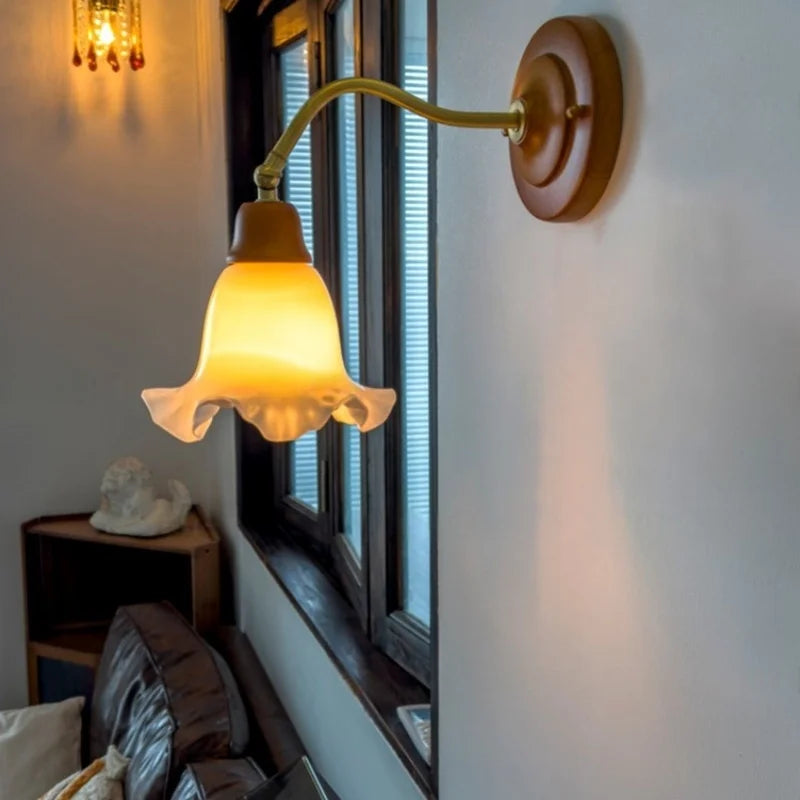DecorBites™ French Vintage Copper Glass LED Wall Sconce for Bedroom Living Room Mirror
