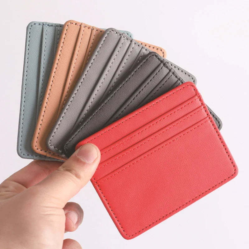 1Pc Pu Leather ID Card Holder | Candy Color Multi Slot Slim Card Case Wallet