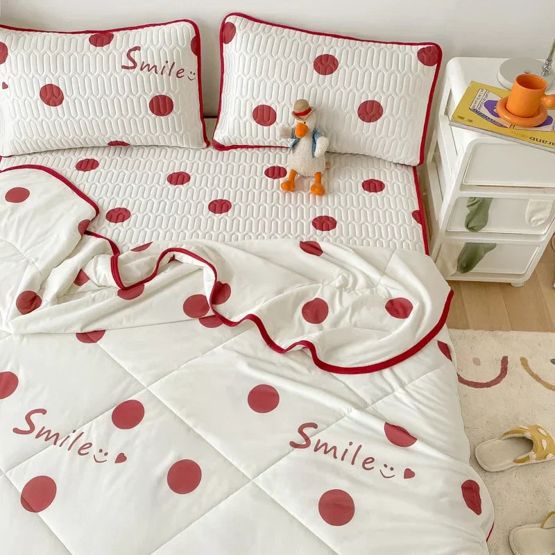 DecorBites™ Double-Sided Cool Comforter Set: Ice Silk Duvet, Fitted Sheet, Pillowcase