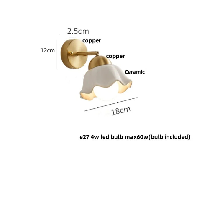 DecorBites™ Copper LED Wall Light Fixture Pull Chain Switch Simple Art Bedside Lamp