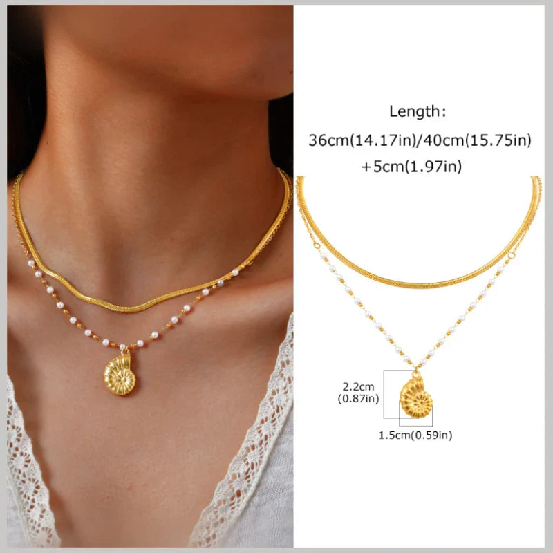 18k Gold Plated Pearl Shell Starfish Necklace | Summer Beach Jewelry for Women