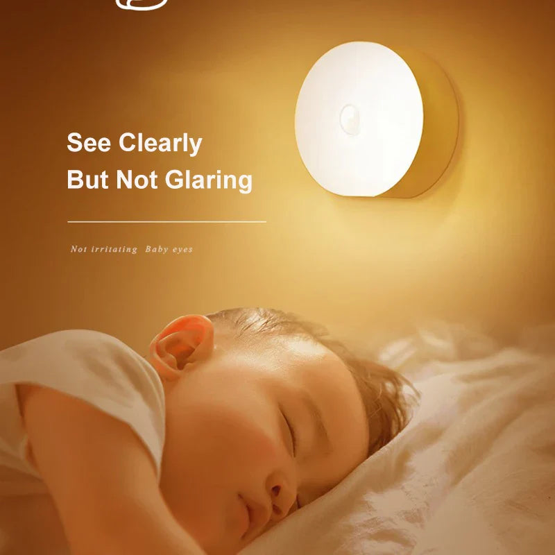 8LED Motion Sensor Night Light | USB Rechargeable Auto-On Lamp for Bedroom