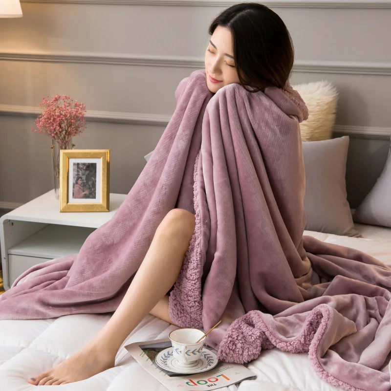DecorBites™ Cozy Lambswool Flannel Blanket for Sofa, Office, and Bed