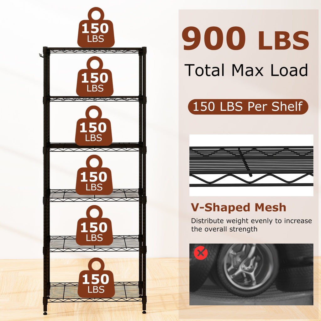 Set of 2 4-Tier Metal Storage Shelving Unit with V-Shaped Wire Rack and 1000 LBS Capacity-Black