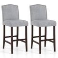 Set of 2 Bar Height Dining Side Barstools with Thick Cushion-Gray