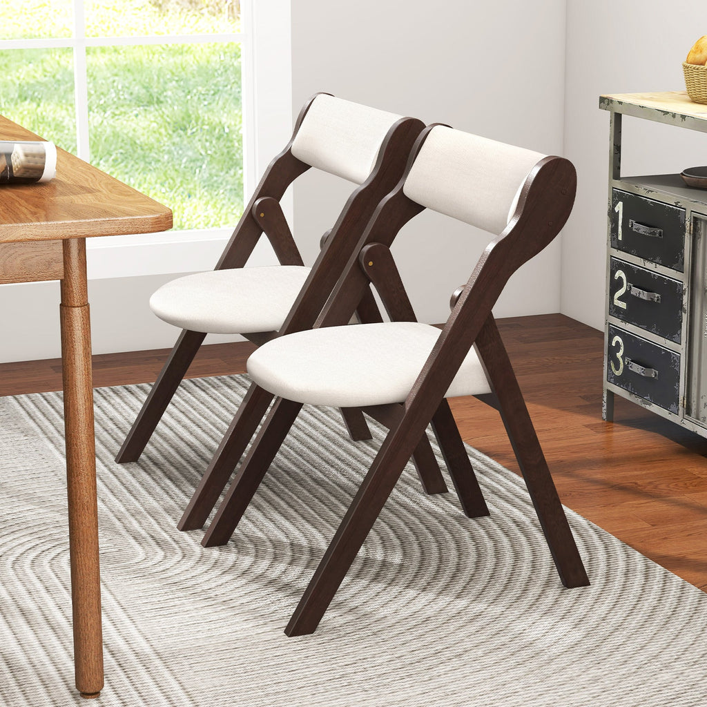 Set of 2 Folding Chairs with Comfy Padded Backrest and Seat-Brown