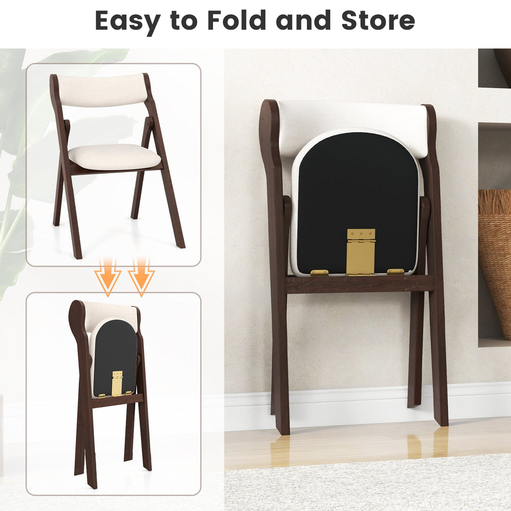 Set of 2 Folding Chairs with Comfy Padded Backrest and Seat-Brown