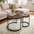 Set of 2 Modern Round Stacking Nesting Coffee Tables for Living Room