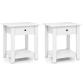 Set of 2 Nightstand with Drawer 3-Tier Modern Bedside Table with Open Shelf and Storage