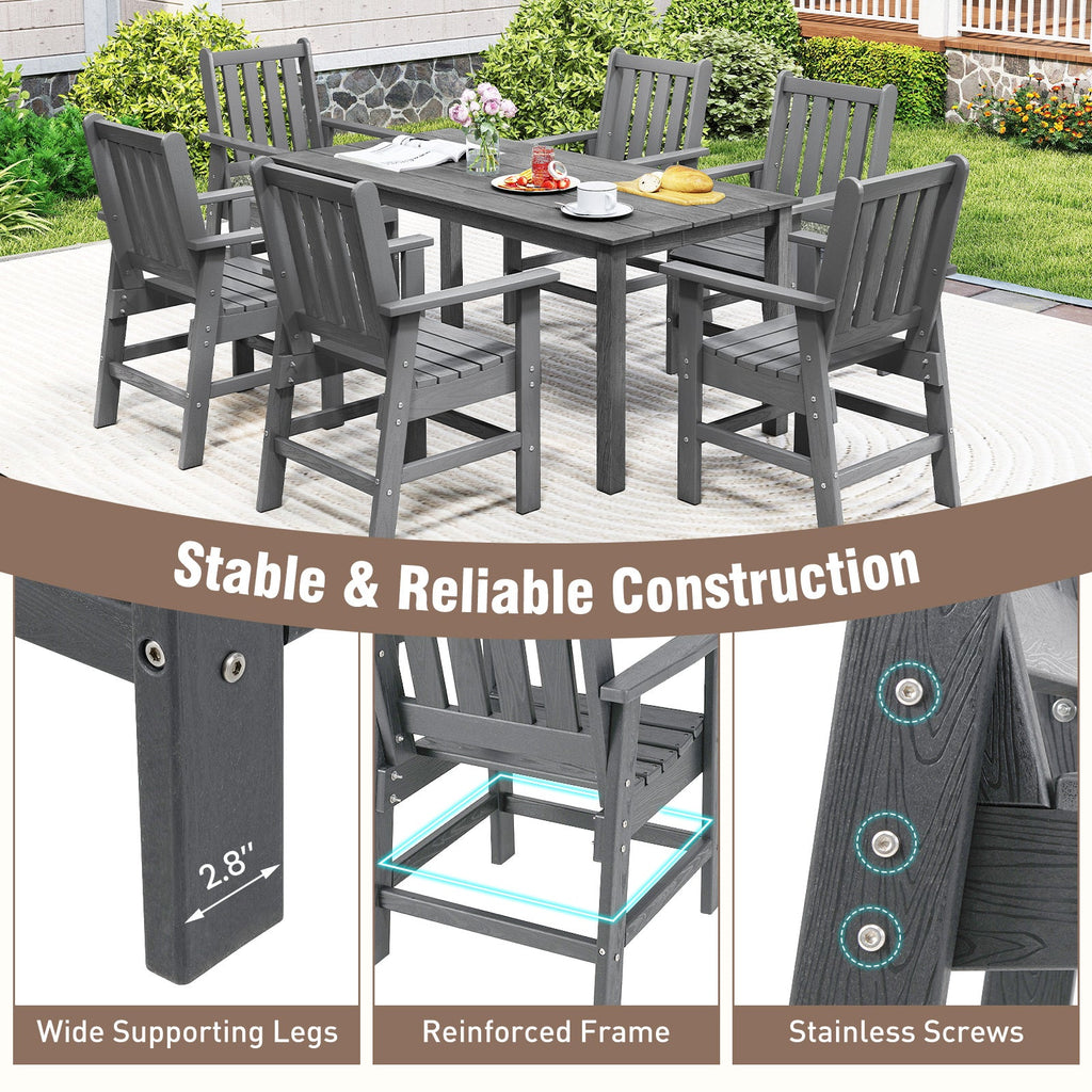 Set of 2 Patio Dining Chairs with Wide Armrests