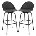 Set of 2 Rattan Swivel Barstools with Curved Back-Black