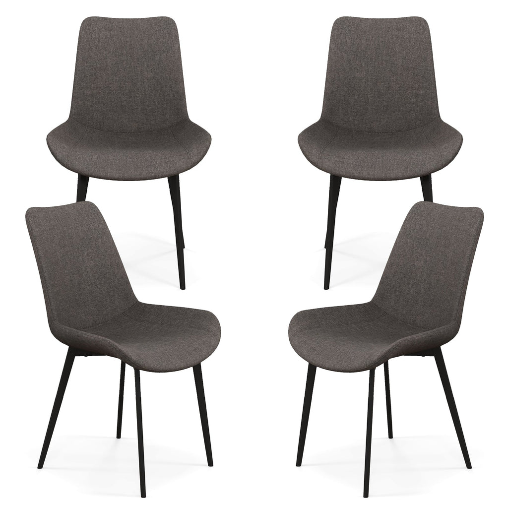 Set of 4 Dining Chair Upholstered with Metal Legs and Padded Backs
