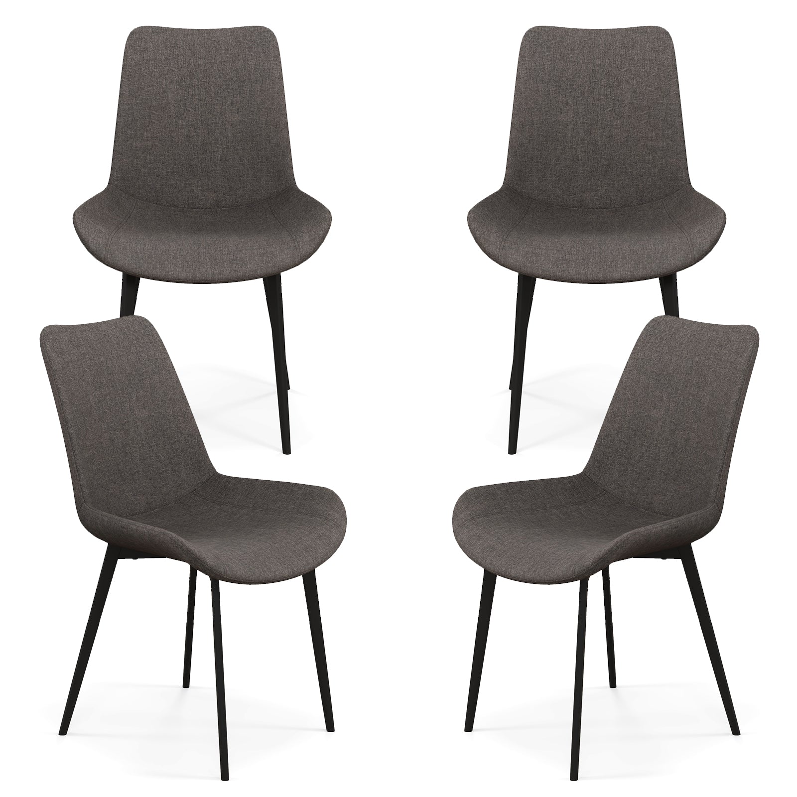 Set of 4 Dining Chair Upholstered with Metal Legs and Padded Backs