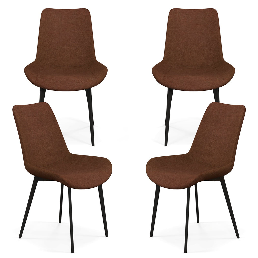 Set of 4 Dining Chair Upholstered with Metal Legs and Padded Backs