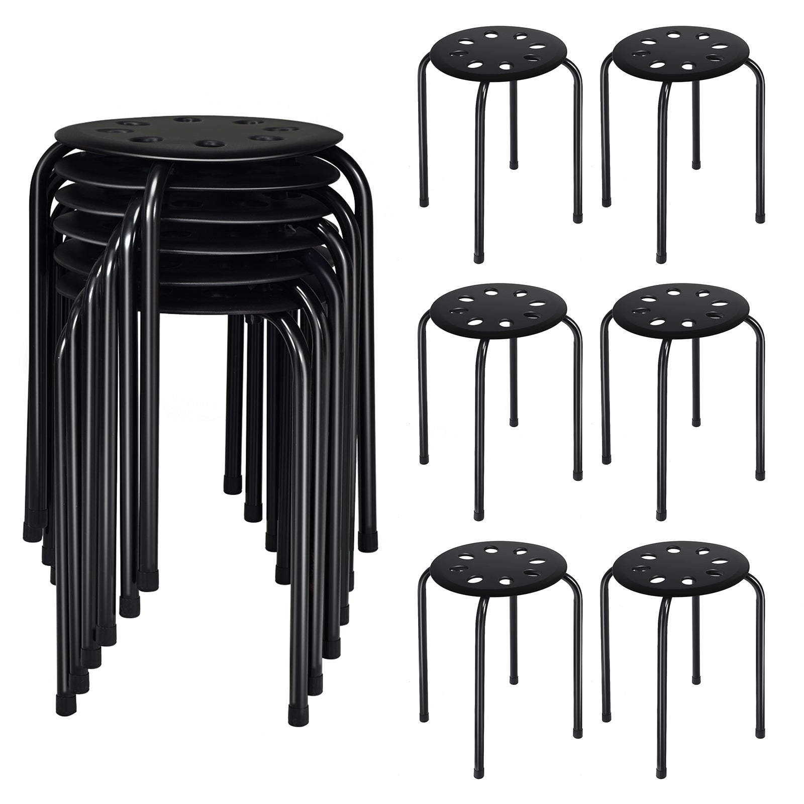 Set of 6 Portable Plastic Stack Stools